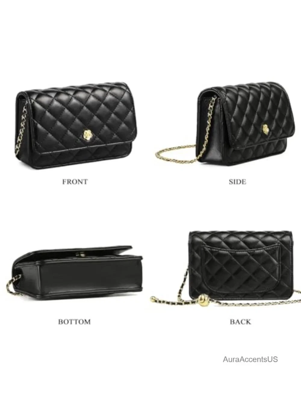 PU Leather Crossbody Bag Shoulder Bag with Chain Strap Evening Bag